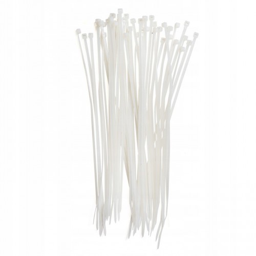 OPASKI ZACISKOWE KABLOWE do kabli TRYTYTKI białe mocne 7,6 x 250 mm 100 szt