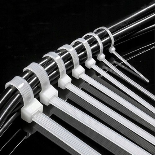 OPASKI ZACISKOWE KABLOWE do kabli TRYTYTKI białe mocne 7,6 x 250 mm 100 szt