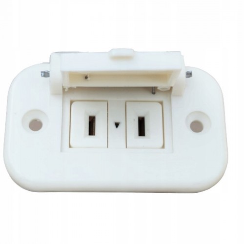 Gniazdo Kątowe 24V płaskie bolce 10A 2P Bryzgoszczelne Białe