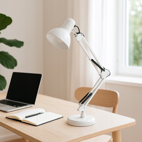 Lampka Biurkowa Kreślarska Lampka Szkolna Regulowana LENA Biała moc do 60 W
