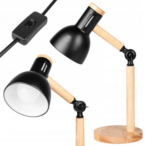 Lampka Biurkowa Kreślarska Lampka Nocna Szkolna Drewniana E27 60W
