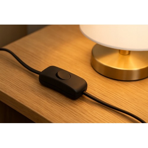 Przełącznik przelotowy na kabel do lampki czarny