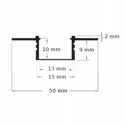 Profil LED Profil Do Taśm LED Wpuszczany GK Biały Mleczny Klosz 2m
