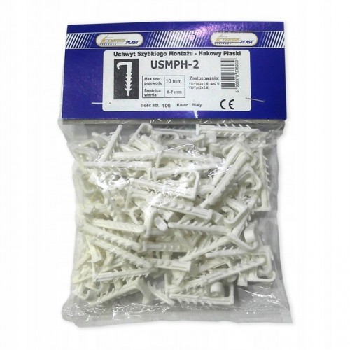 Uchwyt Szybkiego Montażu Hakowy Uchwyt do Przewodów Płaski USMPH2 100 szt