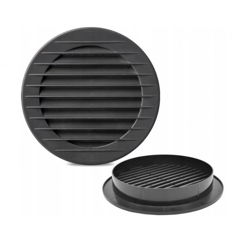 KRATKA WENTYLACYJNA OKRĄGŁA Z SIATKĄ GRAFIT FI100 mm