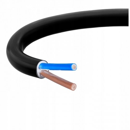 Przewód OWY 2x2,5 H05VV-F czarny BĘBEN (17087)