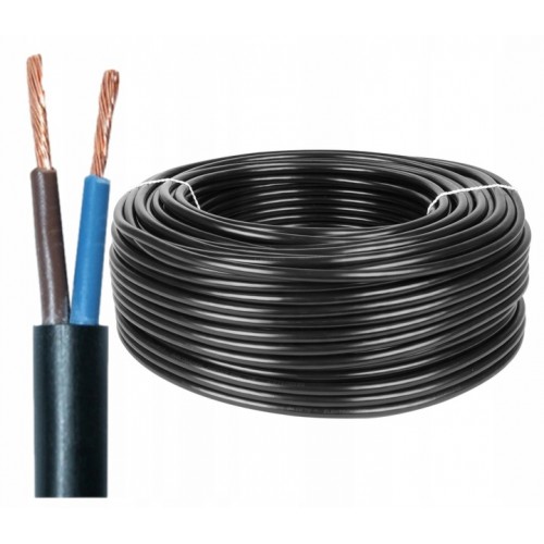 Przewód OWY 2x2,5 H05VV-F czarny BĘBEN (17087)