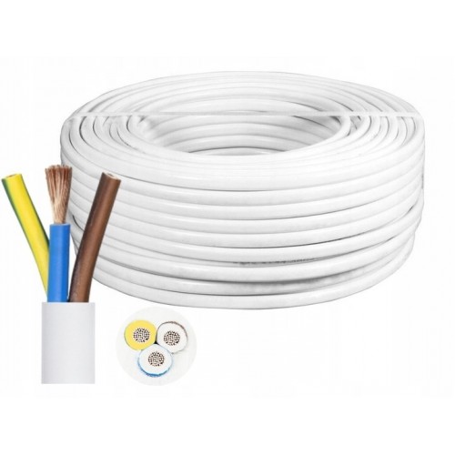 Przewód OWY 3x2,5 mm2 H05VV-F 300/500V biały