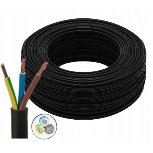 Przewód OWY 3x2,5 mm2 H05VV-F 300/500V czarny