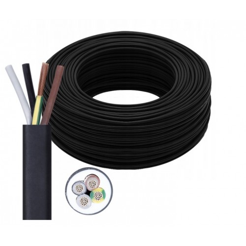 Przewód Kabel Siłowy Linka OWY 4x0,75 mm H05VV-F Czarny 500V 1m
