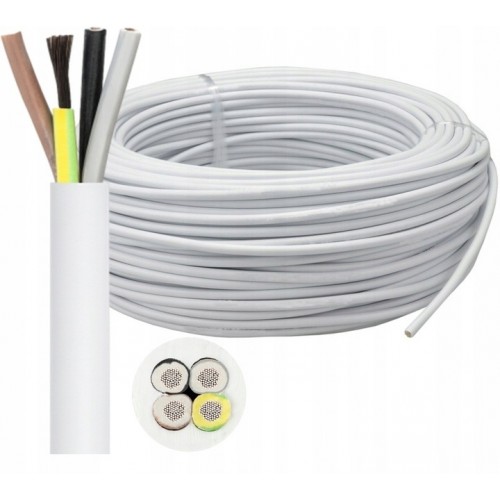 Przewód Kabel Linka Warsztatowy OWY 4x1 H05VV-F Biały 1m