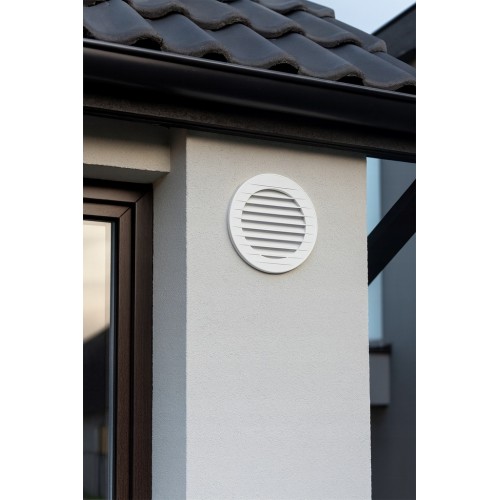 Kratka wentylacyjna okrągła biała z siatką fi120 fi 120