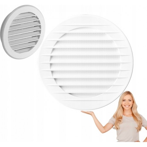 Kratka wentylacyjna okrągła biała z siatką fi120 fi 120