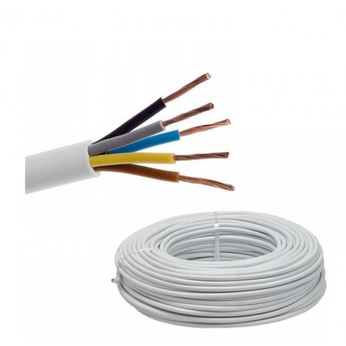 Przewód OWY 5x1 mm2 H05vv-f 300/500V biały