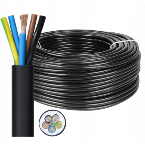 Przewód OWY 5x1 H05VV-F czarny BĘBEN (18687)