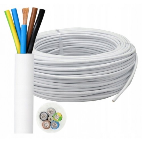 Przewód OWY 5x4 H05VV-F biały BĘBEN (2034)