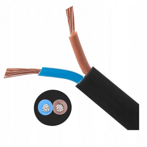 Kabel Przewód Elektryczny Prądowy OMY 2x0,75 H03VV-F 300V 1 m