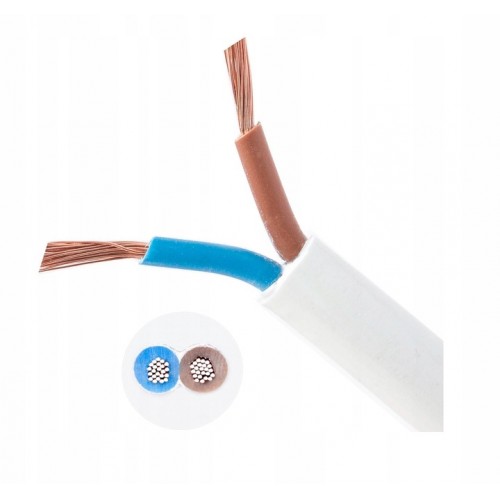 Kabel Przewód Elektryczny OMY 2x1,5 mm 300V H03VV-F Biały 1m