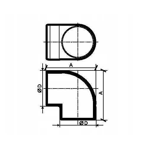 KOLANO ŁĄCZNIKOWE WENTYLACYJNE OKRĄGŁE DO KANAŁU RURY ŁĄCZNIK 90° fi100mm
