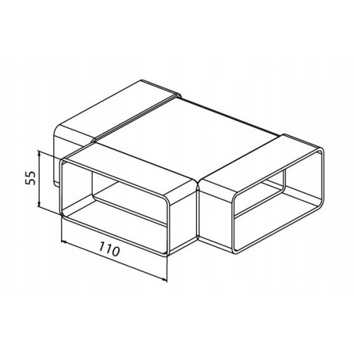 KANAŁ WENTYLACYJNY TRÓJNIK PŁASKI ŁĄCZNIK SYSTEMÓW WENTYLACJI 110x55