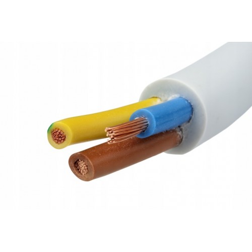 Przewód Kabel Elektryczny OMY 3x0,5 300V Biały 1m