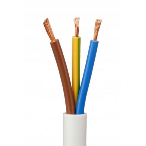 Przewód Kabel Elektryczny OMY 3x0,5 300V Biały 1m
