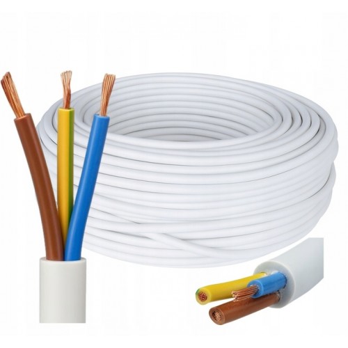 Przewód Kabel Elektryczny OMY 3x0,5 300V Biały 1m
