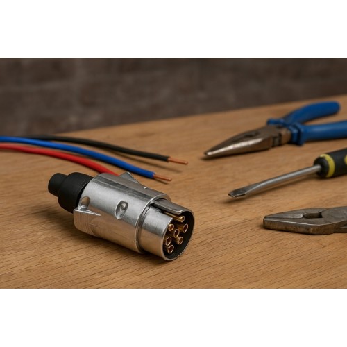 Wtyk przyczepy samochodowej wtyczka adapter 7 Pin aluminium 12 / 24V
