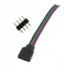 Wtyk RGB 4pin do sterownika do taśmy led czarny 14cm