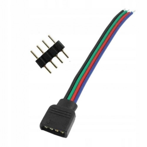 Wtyk RGB 4pin do sterownika do taśmy led czarny 14cm