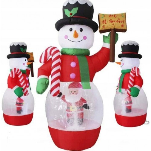 Bożonarodzeniowy Dmuchany Bałwan z Lampkami LED i Sztucznym Śniegiem