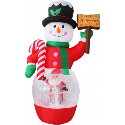 Bożonarodzeniowy Dmuchany Bałwan z Lampkami LED i Sztucznym Śniegiem