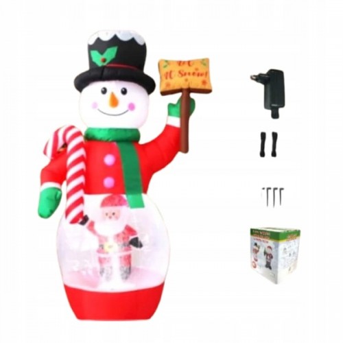 Bożonarodzeniowy Dmuchany Bałwan z Lampkami LED i Sztucznym Śniegiem