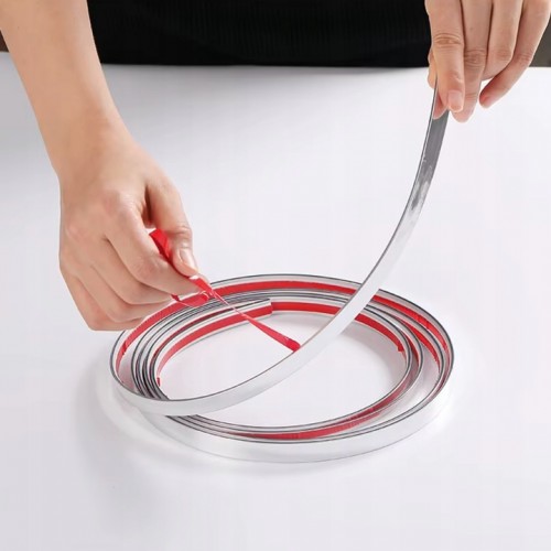 LISTWA DEKORACYJNA OZDOBNA SREBRNA SAMOPRZYLEPNA TAŚMA CHROM DEKOR 10M