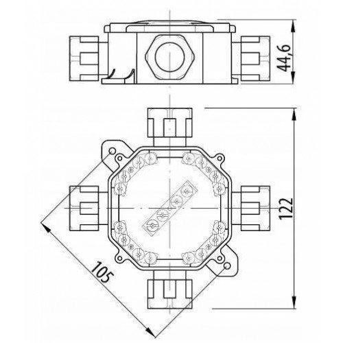 Puszka n/t hermetyczna PH PG16 75x75x33 5x4mm2 IP67 szara A.0035