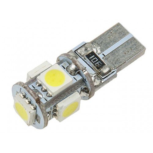 Żarówka samochodowa LED T10 Canbus - 5x SMD5050, biała