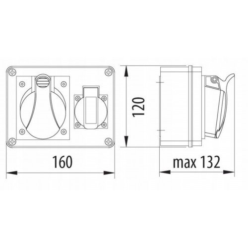 Rozdzielnica R-BOX 150, 1 x 16A / 5p, 1 x 250 V